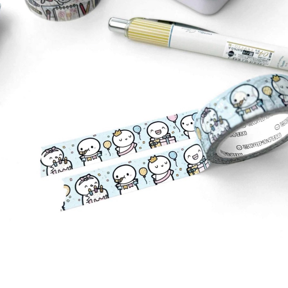 🆕 TheCoffeeMonsterzCo Birthday Bash 2.0 Washi Tape - 15mm
